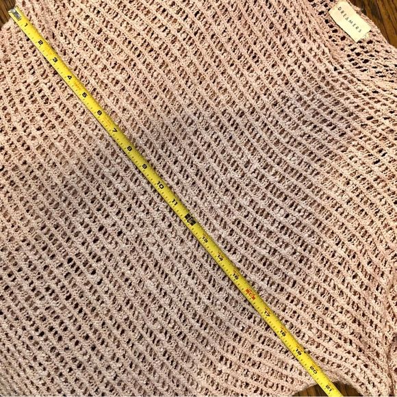 DREAMER Pink Open Knit Lace Up Sleeves With Bows Sz Small - Picture 11 of 12